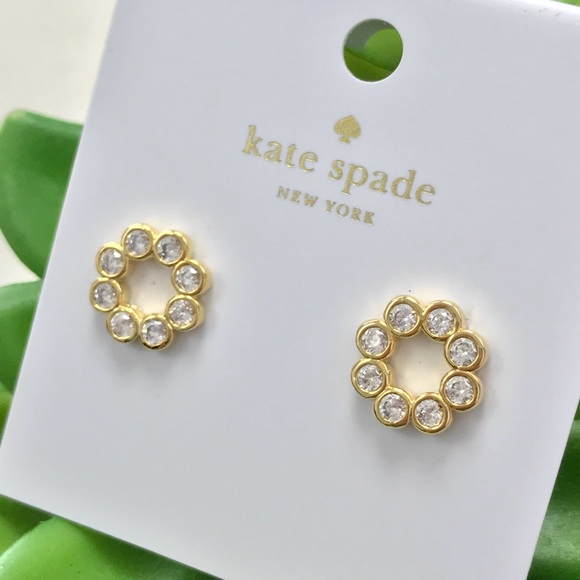 kate spade Jewelry - Kate Spade Clear/Gold Full Circle Stud Earrings